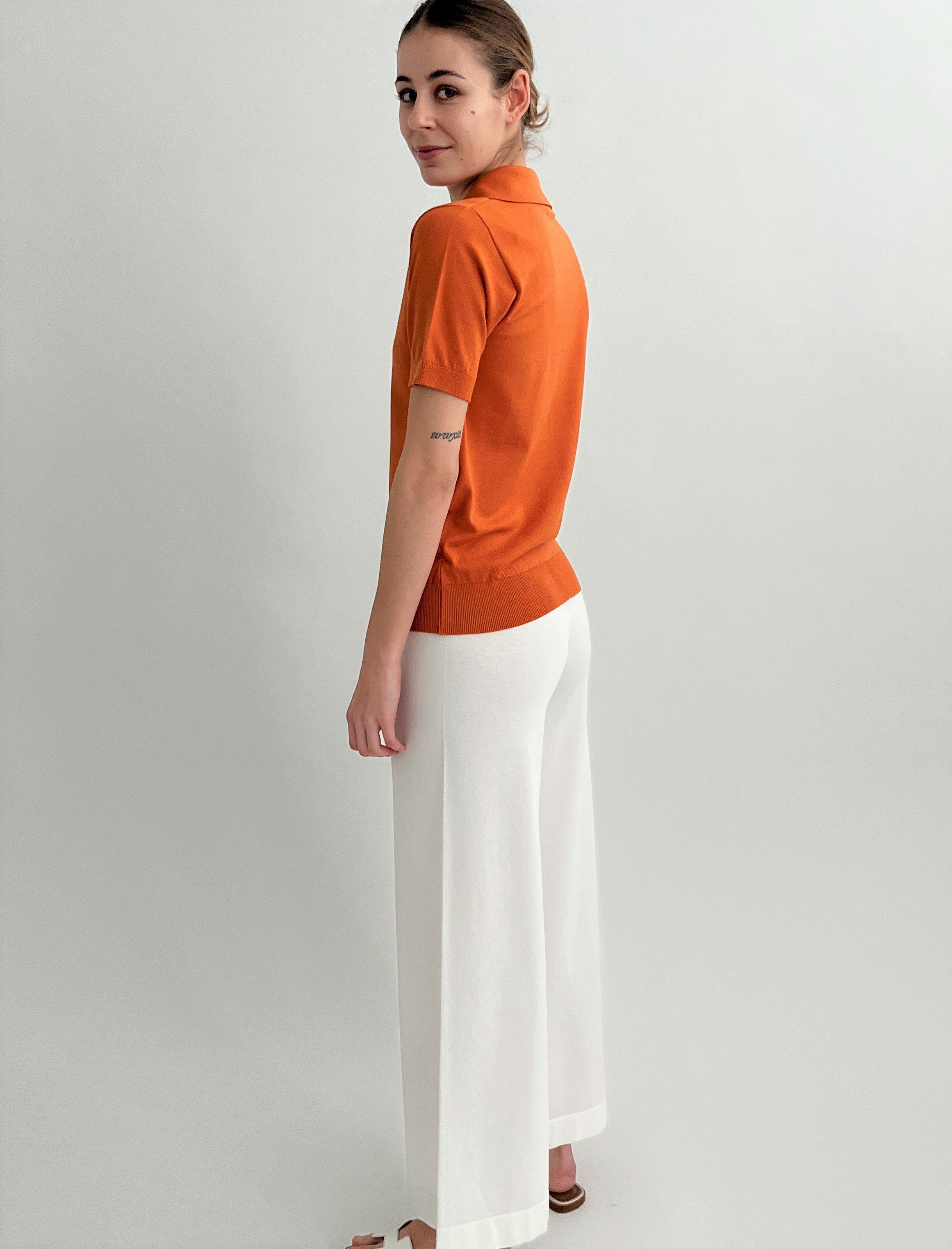Zuckerwatte Polokragenpullover sportlicher 1/2 Arm Pullover aus Viskose Stretch