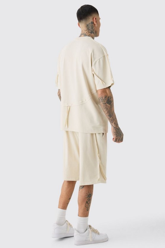 Tall Oversize T-Shirt & Shorts mit ausgefranstem Saum