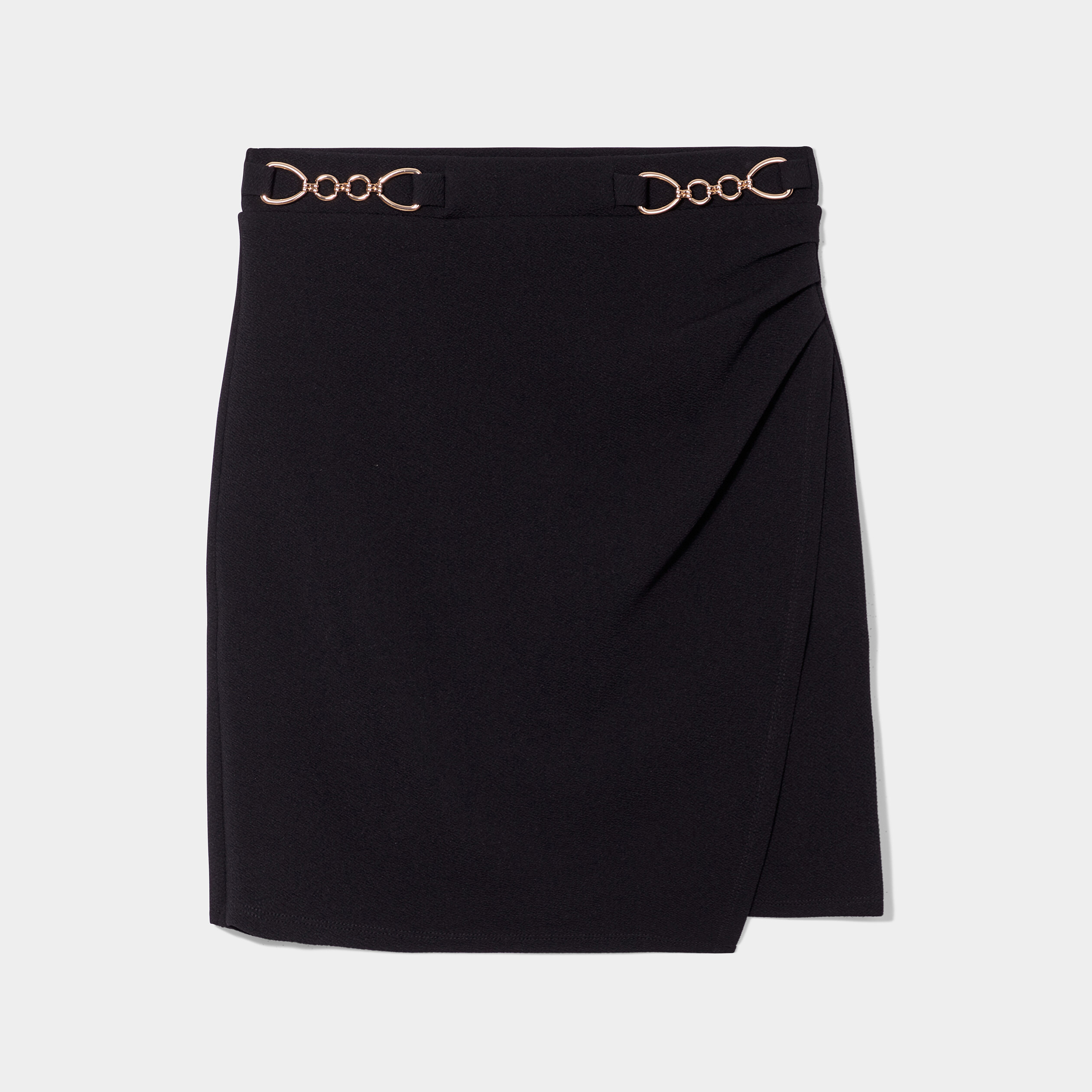 Jupe courte avec ouverture et bijoux noir femme | La Halle