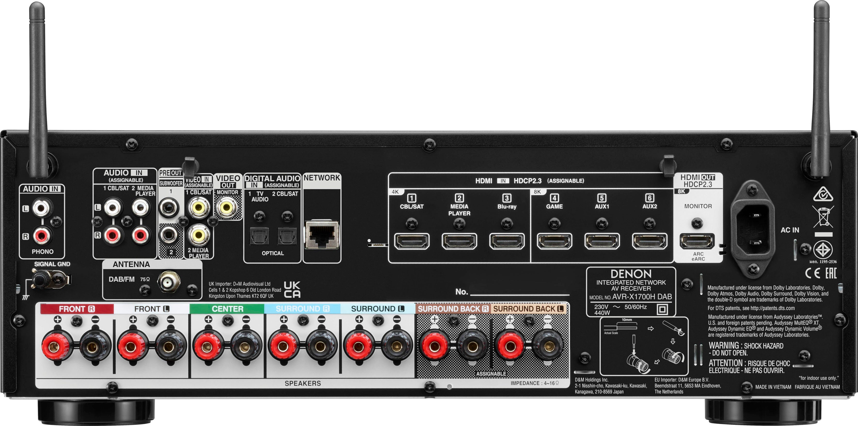Denon AVR-X1700H DAB 8K- 7.2 Heimkinosystem (Bluetooth, WLAN)