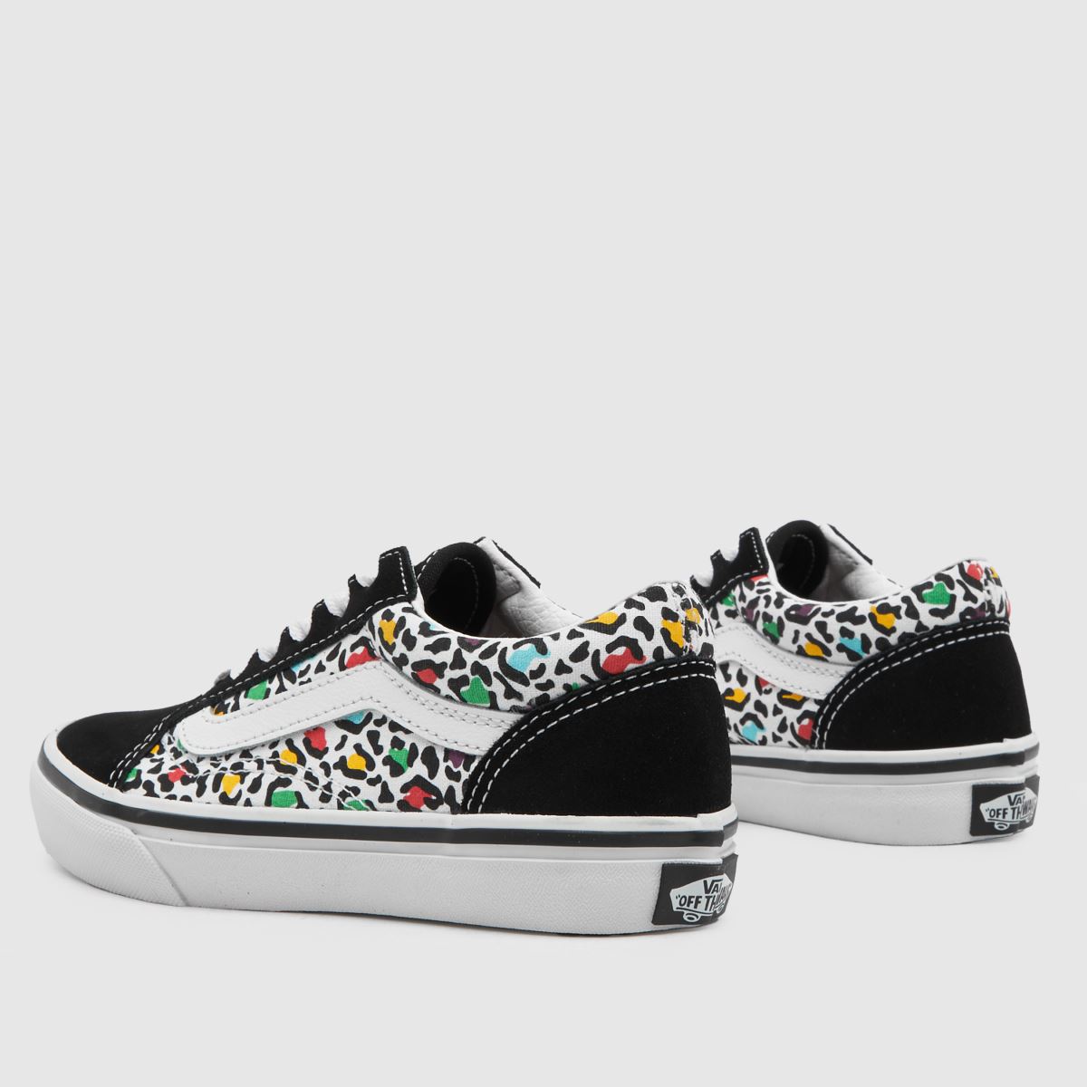 Vans vita multifärgade old skool leopardfärgade flickor juniorsneakers