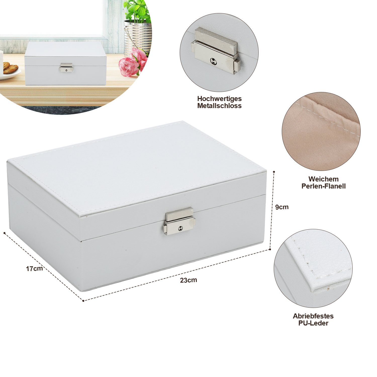 Lospitch Schmuckkasten Schmuckkästchen, 2-lagige Schmuckschatulle, Damen Schmuckbox