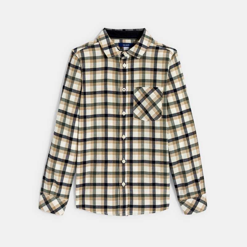 Chemise à carreaux beige Garçon