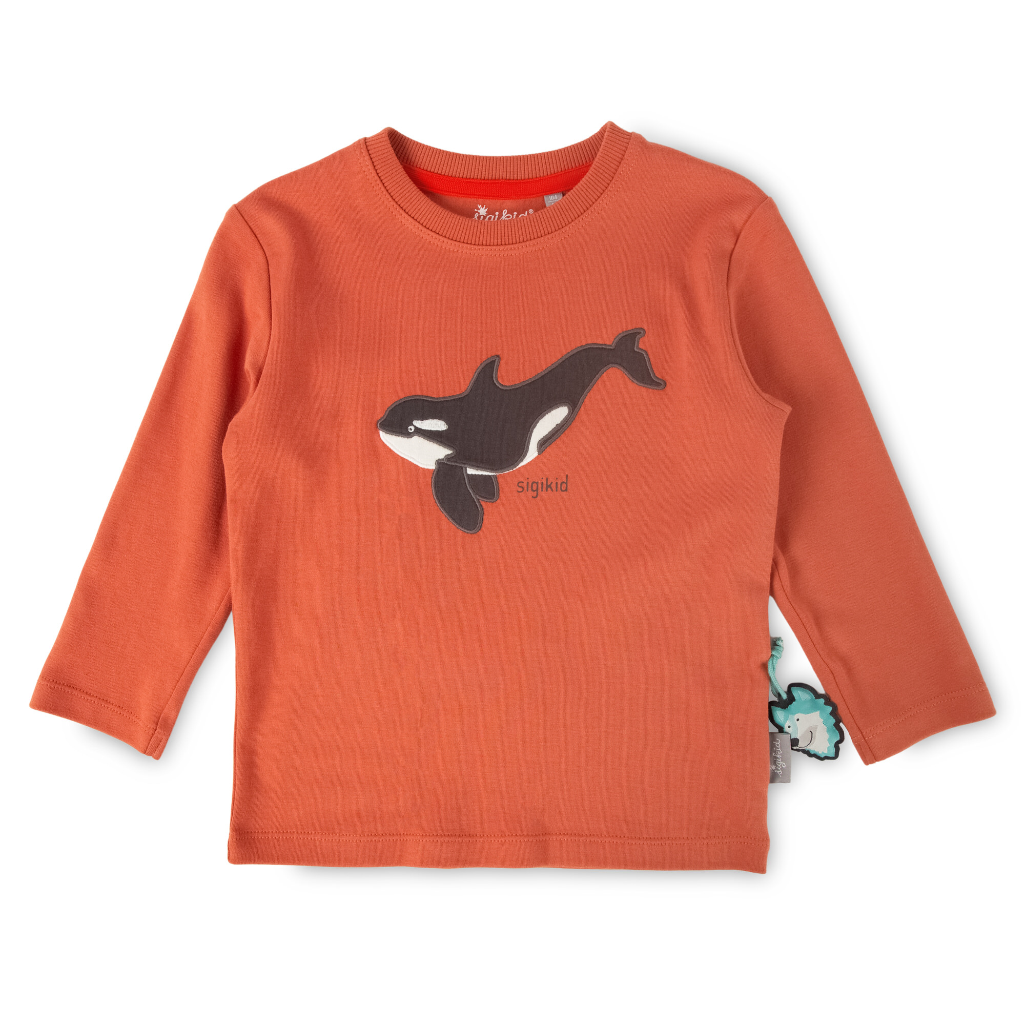 Kinder Langarmshirt mit Wal Motiv, orange