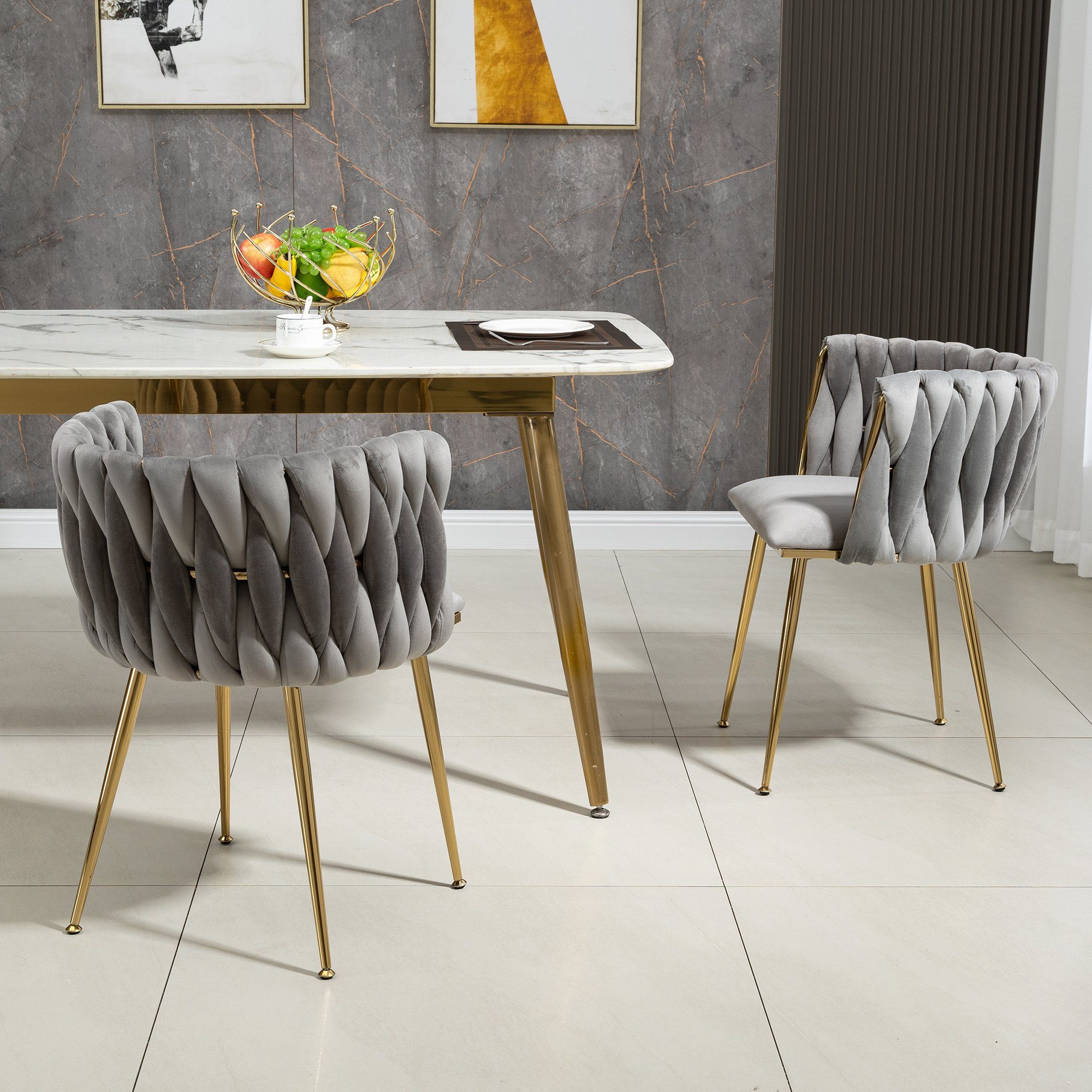 WISHDOR Esszimmerstuhl 2 Teil/Set Akzentstuhl, (2 St), Samt-Akzent-Loungesessel mit Eisen- und Metallfüßen