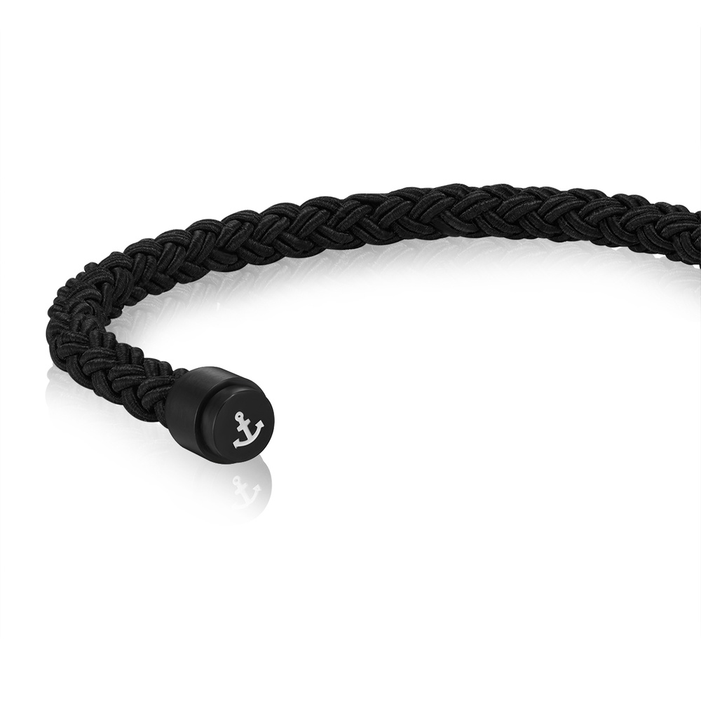 Skipper & Son Bracelet en acier inoxydable Nylon en Noir Bracelet