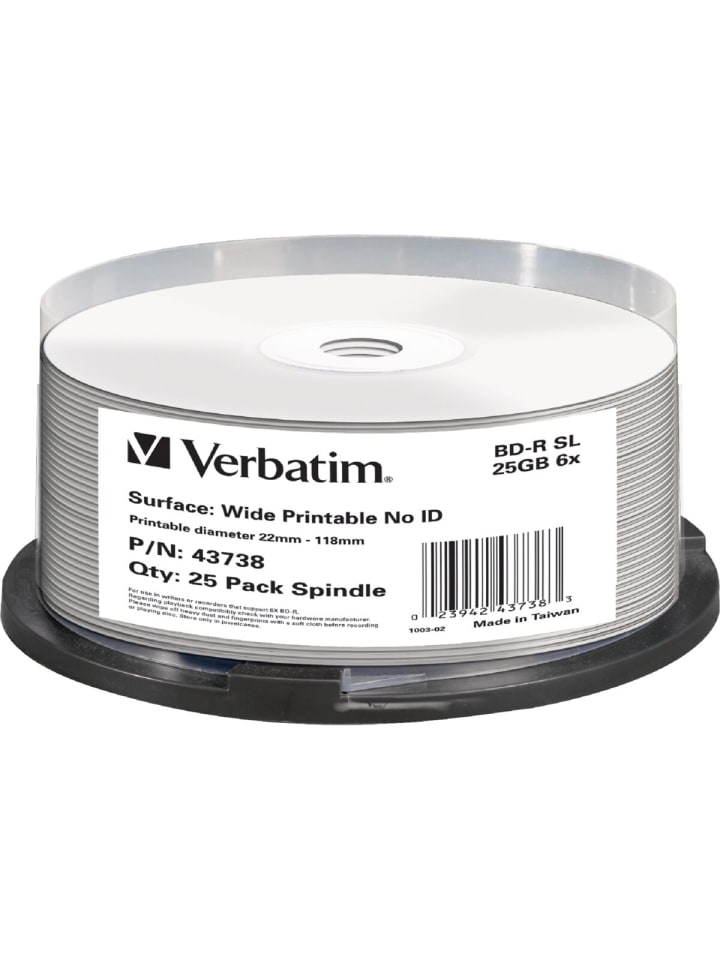 COFI 1453 Verbatim BD-R 25GB/1-6x Cakebox (25 Disc) in Weiß günstig kaufen onesize