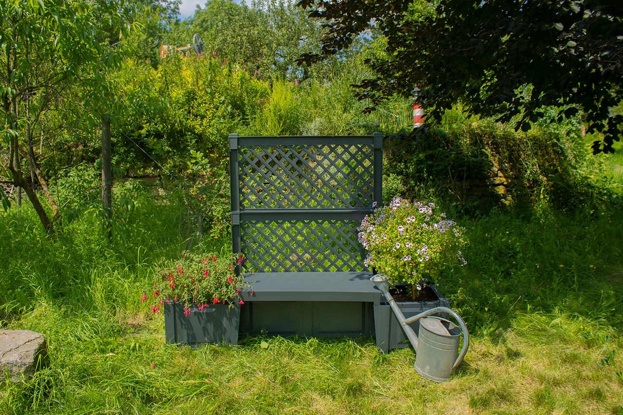KHW KHW Gartenbank Kopenhagen mit zwei Pflanzkästen und Spalier anthrazit