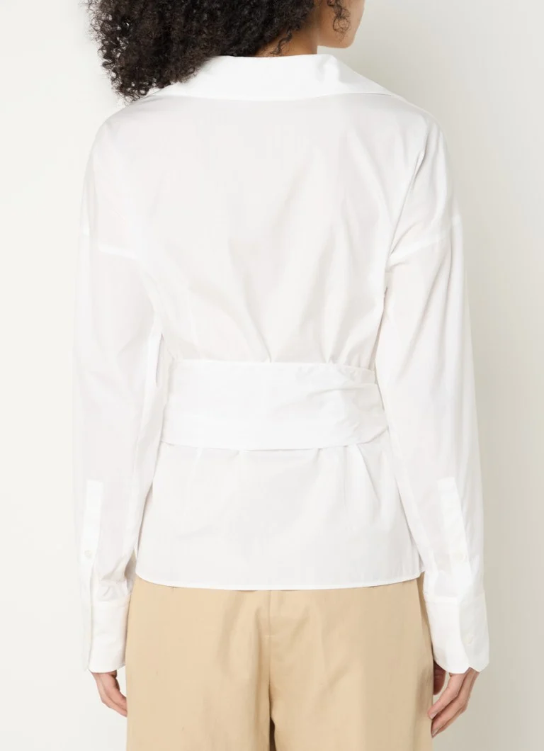 MaxMara Torino blouse with tie belt and logo embroidery