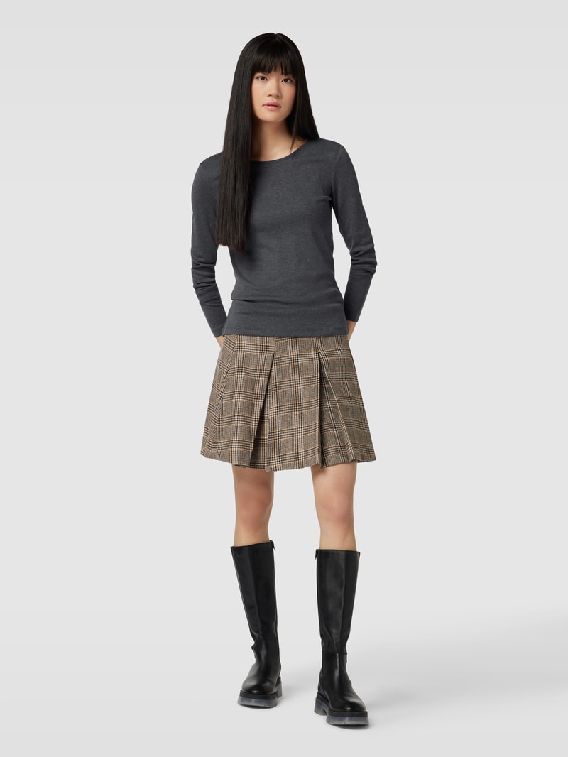 Longsleeve mit Rundhalsausschnitt in anthrazit meliert