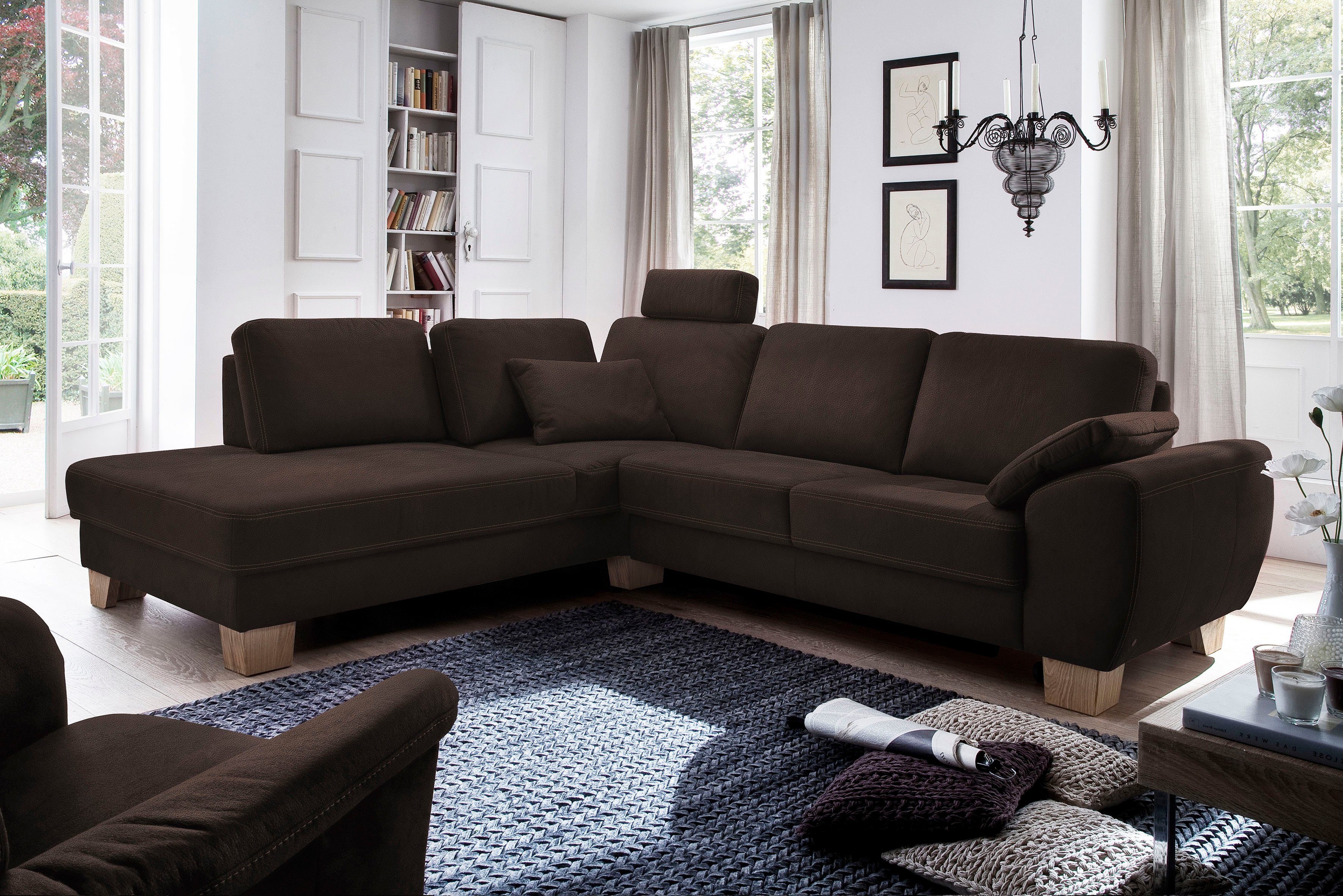 3C Carina Ecksofa Teramo, incl. 2 Kopfstützen, Sitztiefenverstellung, Federkern