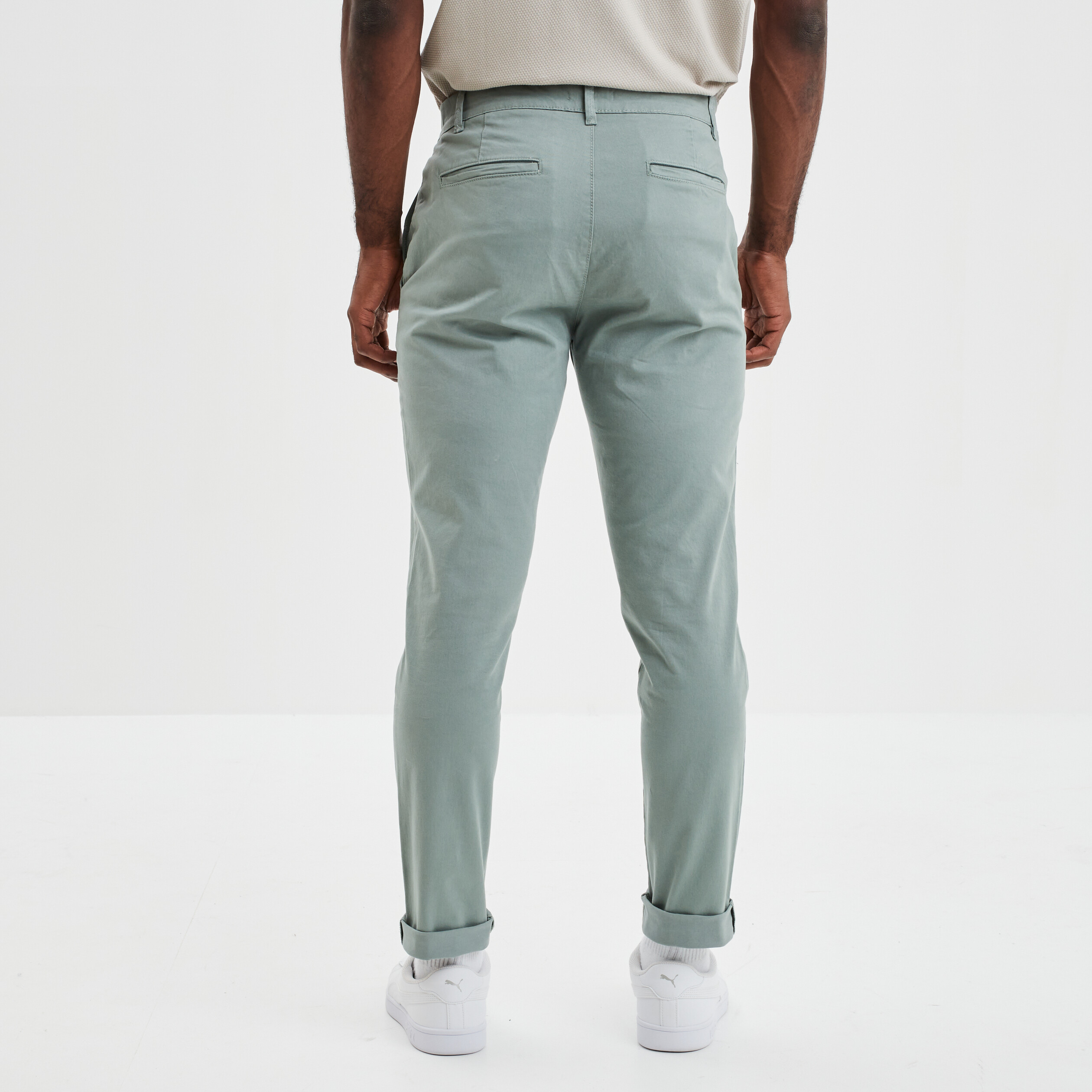 Pantalon chino slim coton vert clair homme | La Halle