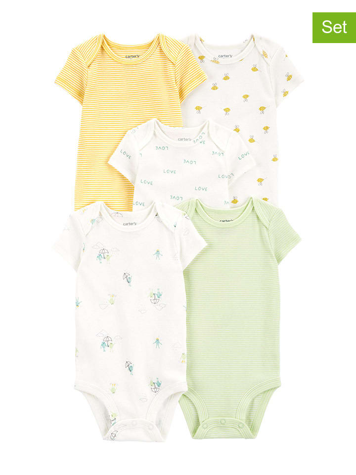 carter's 5er-Set: Bodys in Weiß/ Grün/ Gelb günstig kaufen