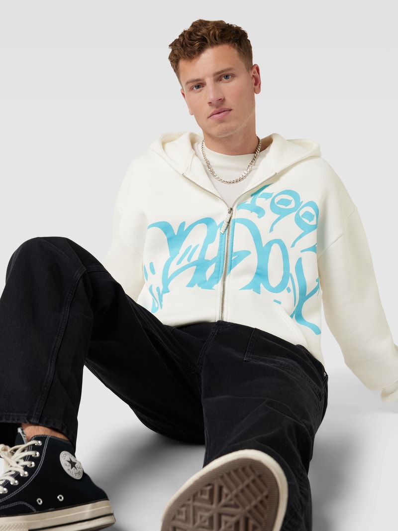 Sweatjacke mit Label-Details in weiß