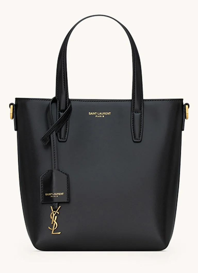 Bolsa Saint Laurent Shopping Mini em pele de vitelo com alça de ombro removível.