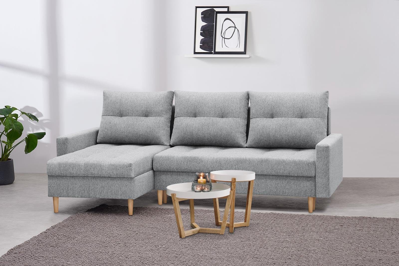 Beautysofa Polsterecke HALANT, Federkerns, Bettfunktion, links oder rechts montiebar, recycelten PET-Flaschen Material