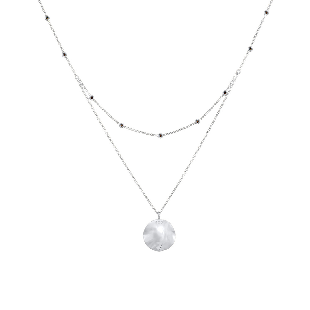 Elli Elli Collier Pendentif de Plaquette à Couche avec Cristaux Collier Femme - (925/1 collier