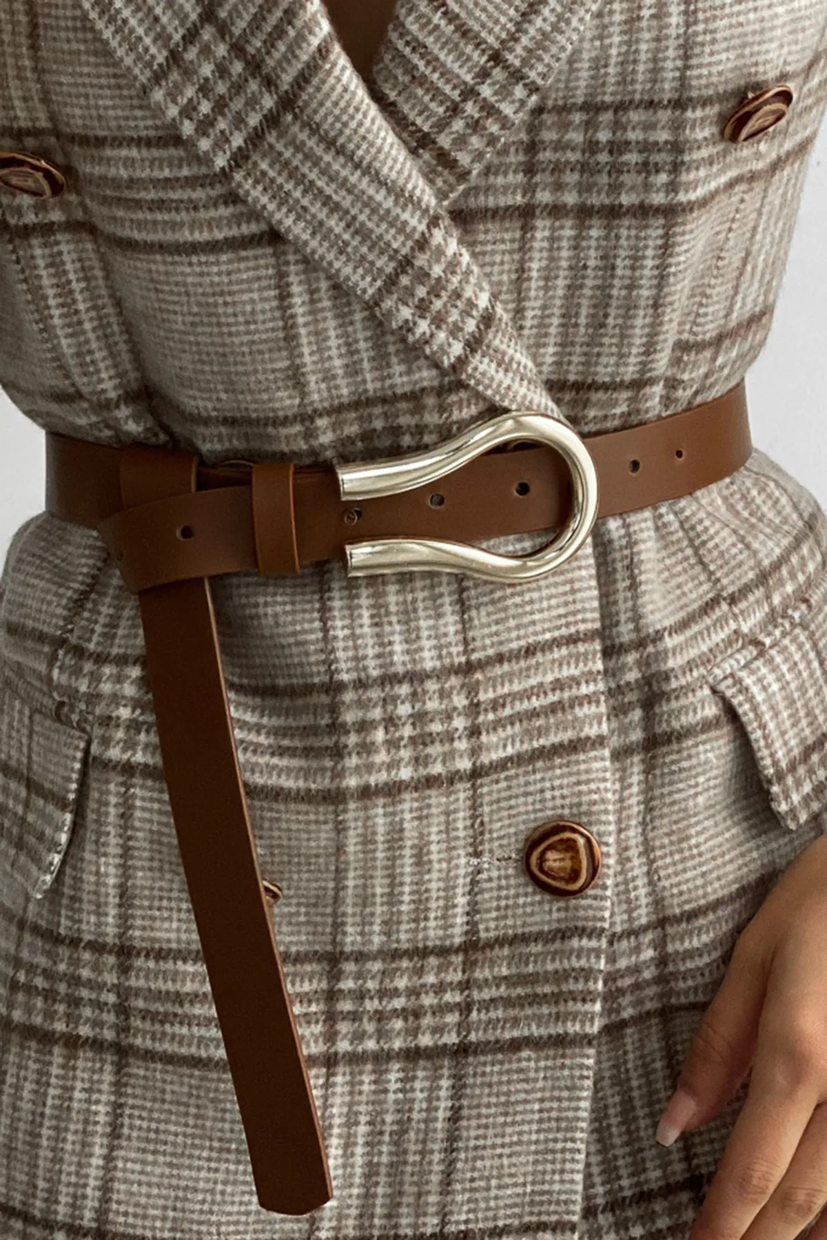 Cool & Sexy  Kaffeefarbener Gürtel mit ovaler Schnalle für Damen BE606