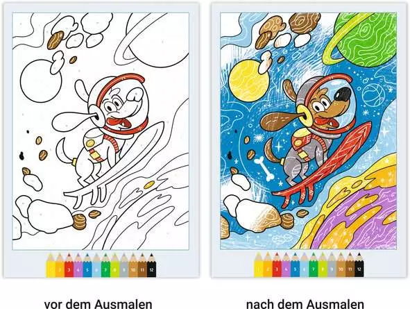CreArt Malen nach Zahlen ab 5, Zauberpapier: Weltraum