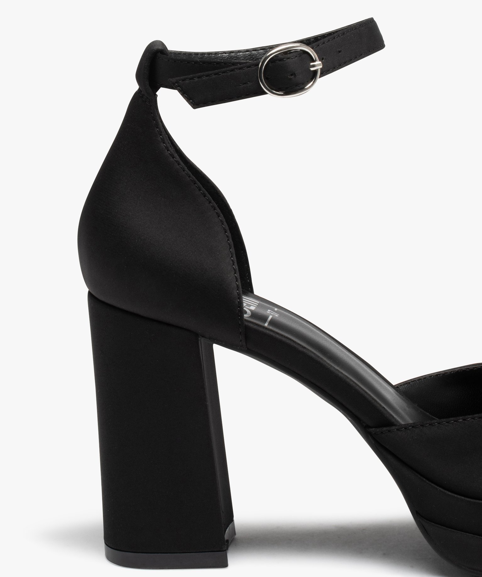 Escarpin en satin avec plateforme et talon haut femme noir | GEMO