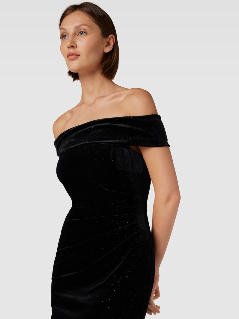 Abendkleid mit Effektgarn in schwarz