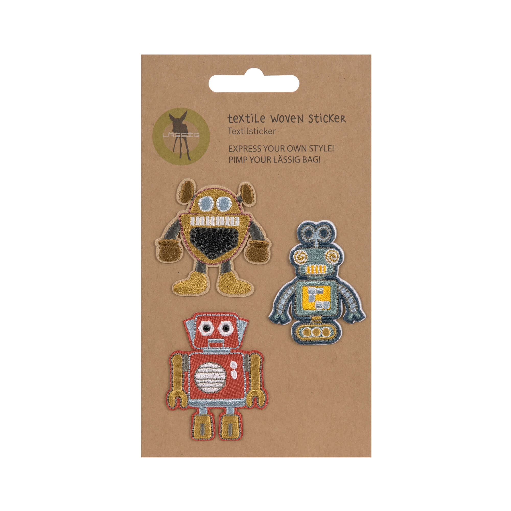 Textil-Sticker (3 Stk) - Schul Set Unique, Roboter