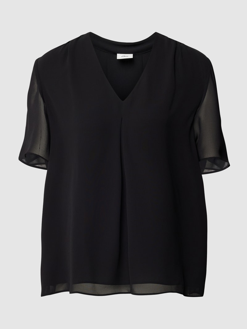 Bluse mit V-Ausschnitt in schwarz