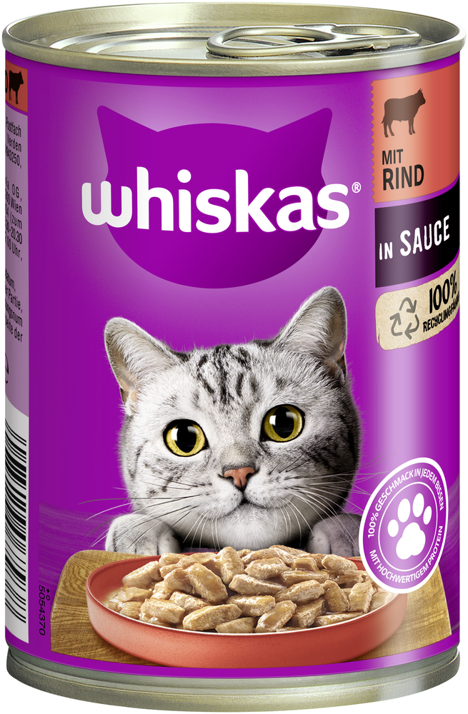 Whiskas Nassfutter Whiskas Adult 1+ Sauce 12x400g Rind & Leber