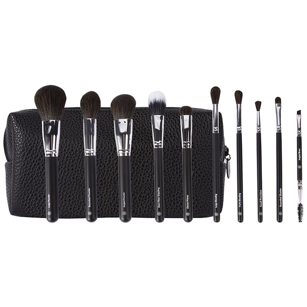Ultimate Essentials - 10 Piece Face & Eye Brush Set with Bag