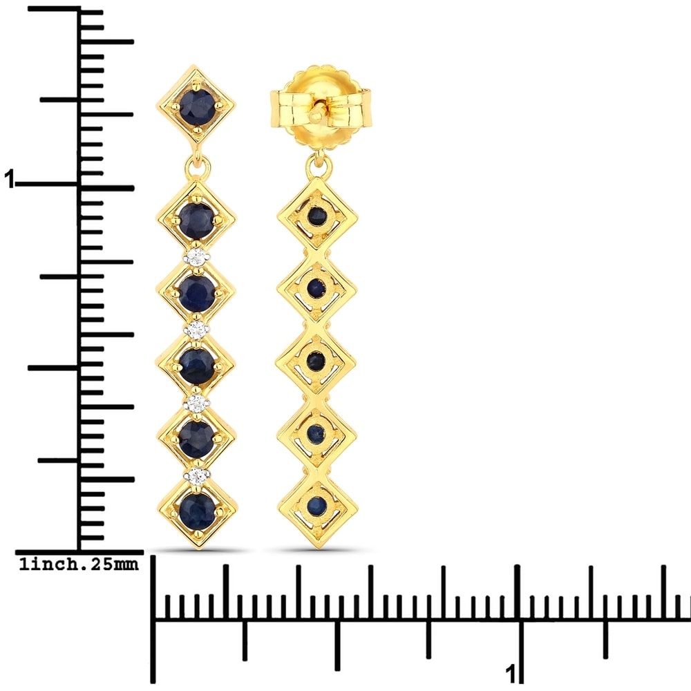 Rafaela Donata Boucles doreilles Argent sterling Saphir en Or jaune Bijoux