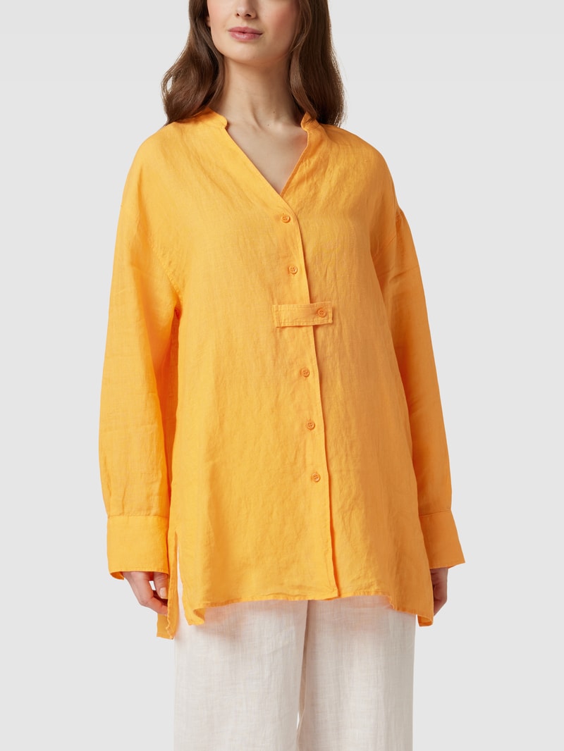 Longbluse aus reinem Leinen in orange