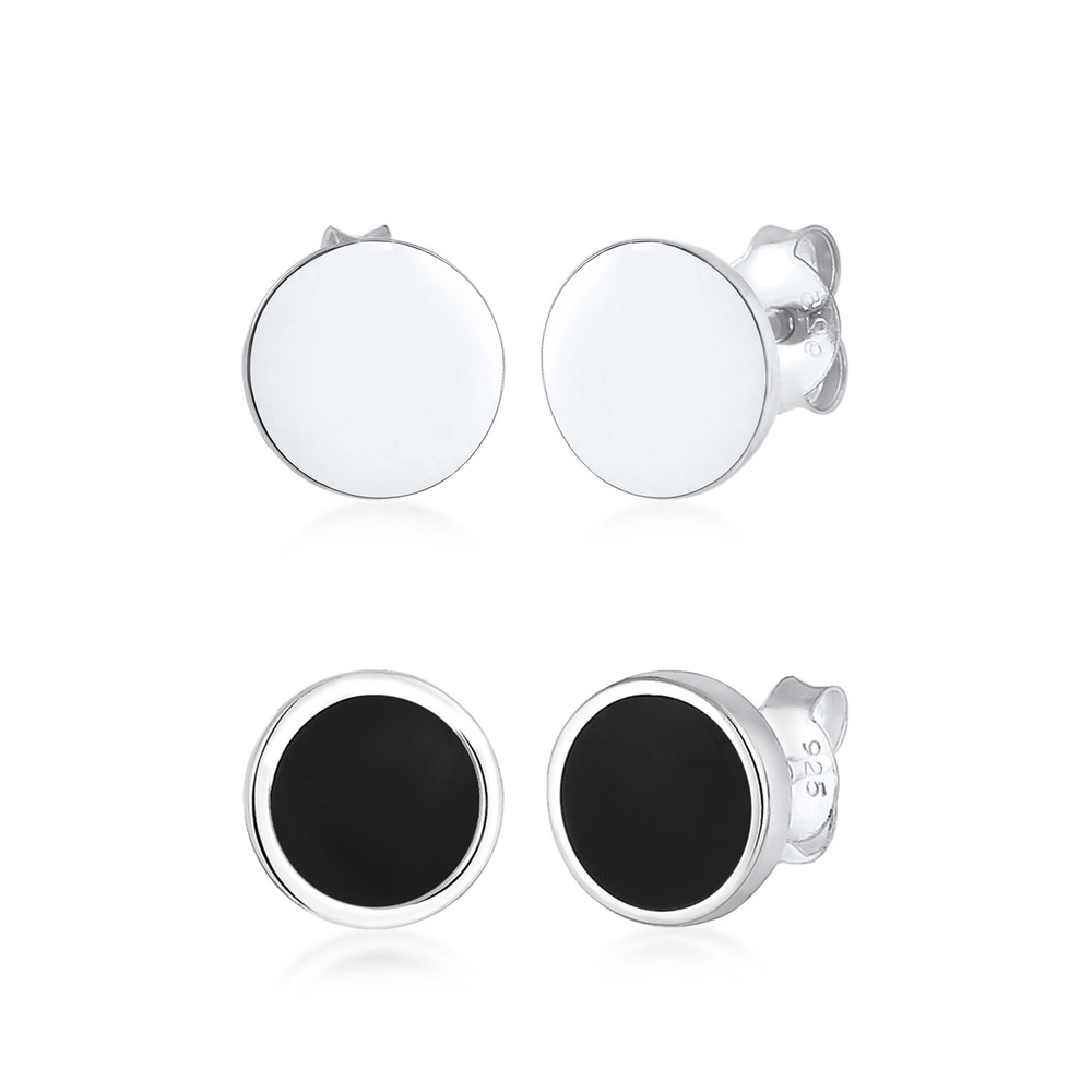 KUZZOI KUZZOI Boucles d'Oreilles Hommes Clous d'oreilles Ensemble Cercle Géo avec émail  Boucles d'oreilles