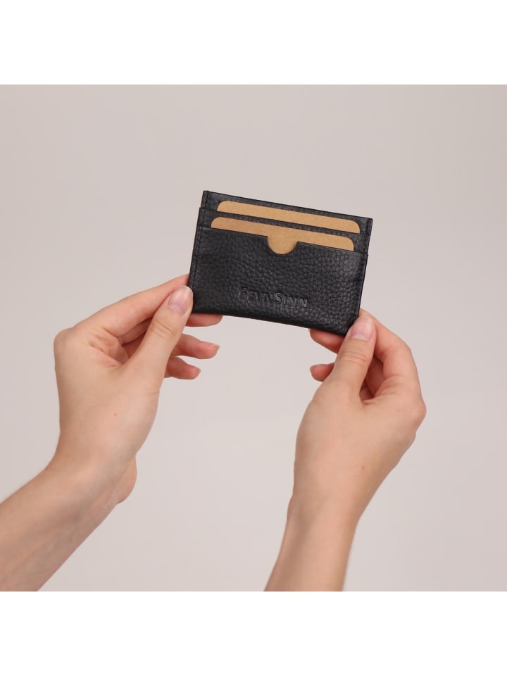 FEYNSINN Leder-Kartenetui flach mit RFID Schutz echt Leder Damen Geldbeutel groß schwarz ADA in schwarz günstig kaufen onesize