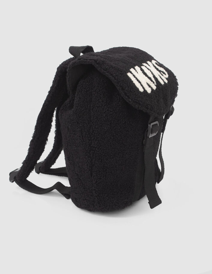 Sac à dos noir en sherpa bébé garçon