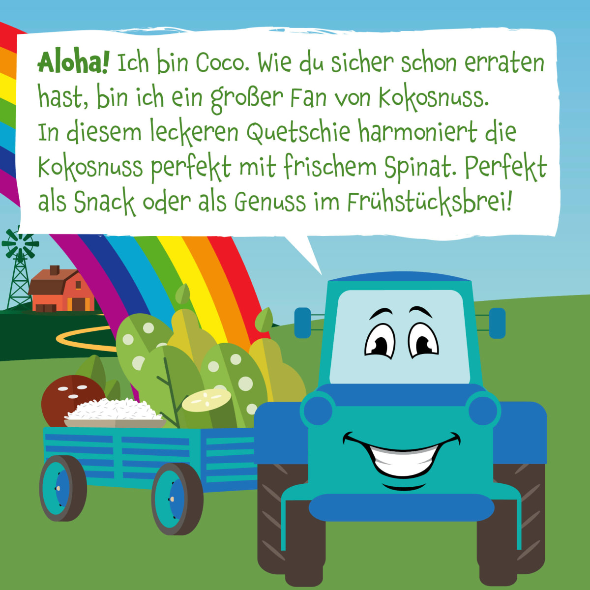 Quetschie Birne, Erbsen, Spinat, Gurke, Kokos & Reis, ab 6 Monaten, 100 g