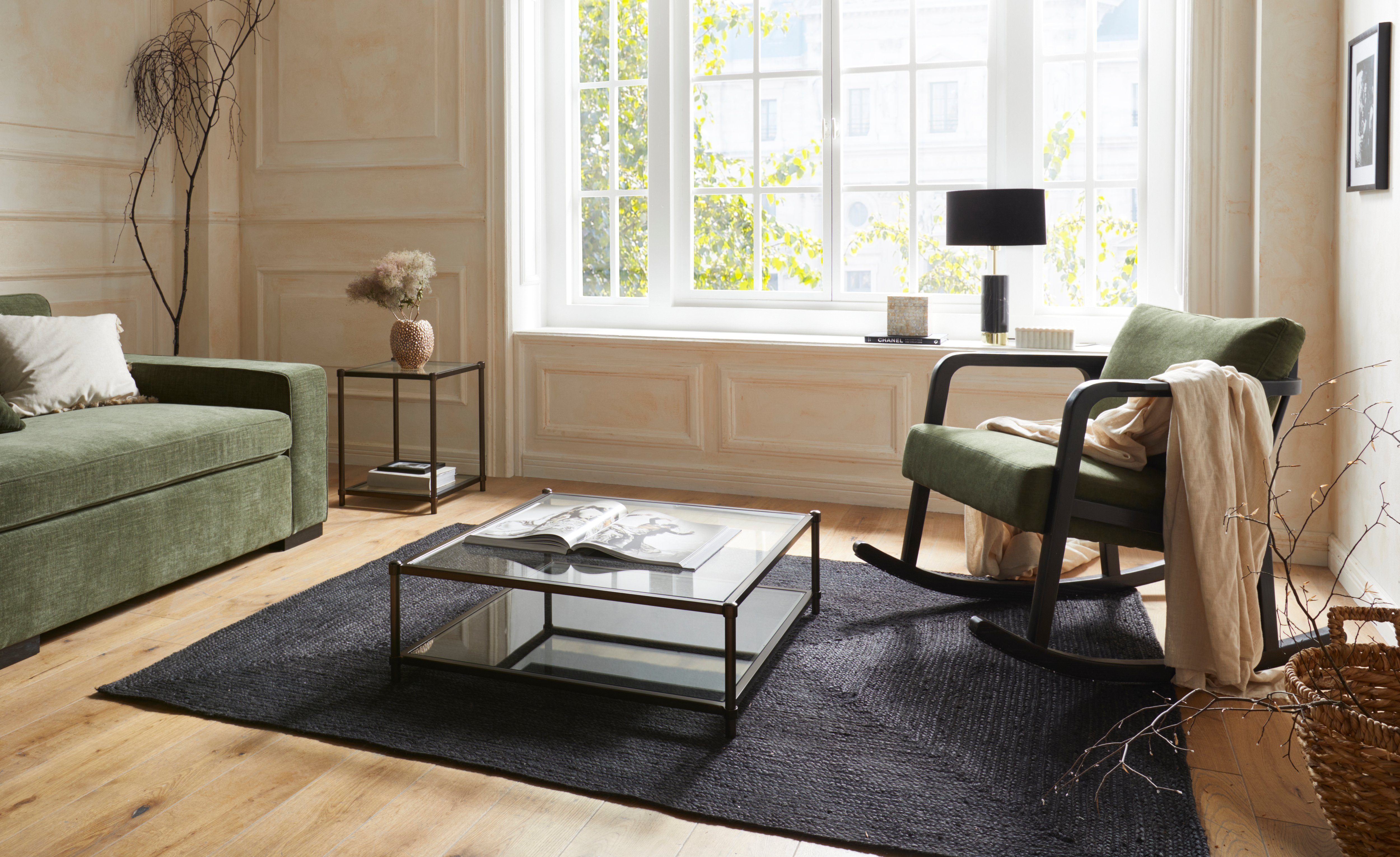 GMK Collection Couchtisch Lieke, 0,6cm starke Glastischplatte, Tischbeine aus Metall, Mit 1 Ablageboden