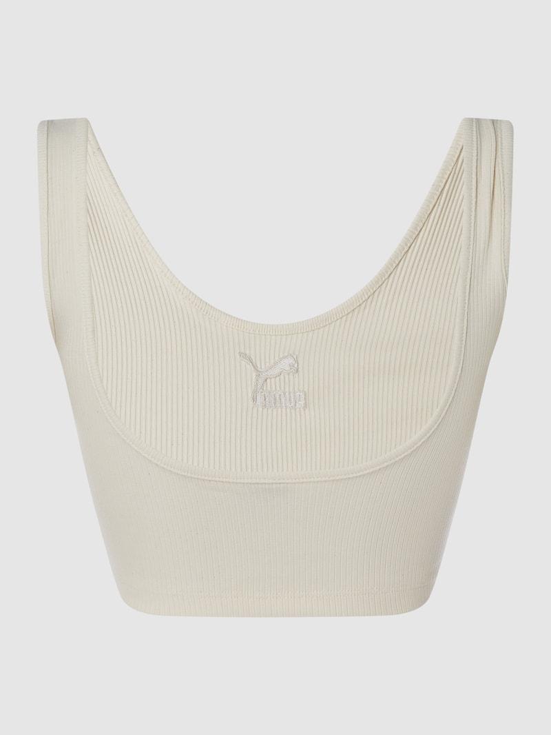 Crop Top mit Label-Stitching in weiß