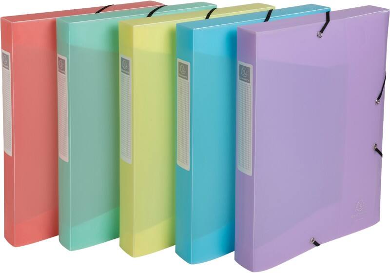 Exacompta Chromaline Pastel Archivbox 59270E DIN A4 PP (Polypropylen) Gummiband 25 (B) x 4 (T) x 33 (H) cm Farbig sortiert 40 mm 8 Stück