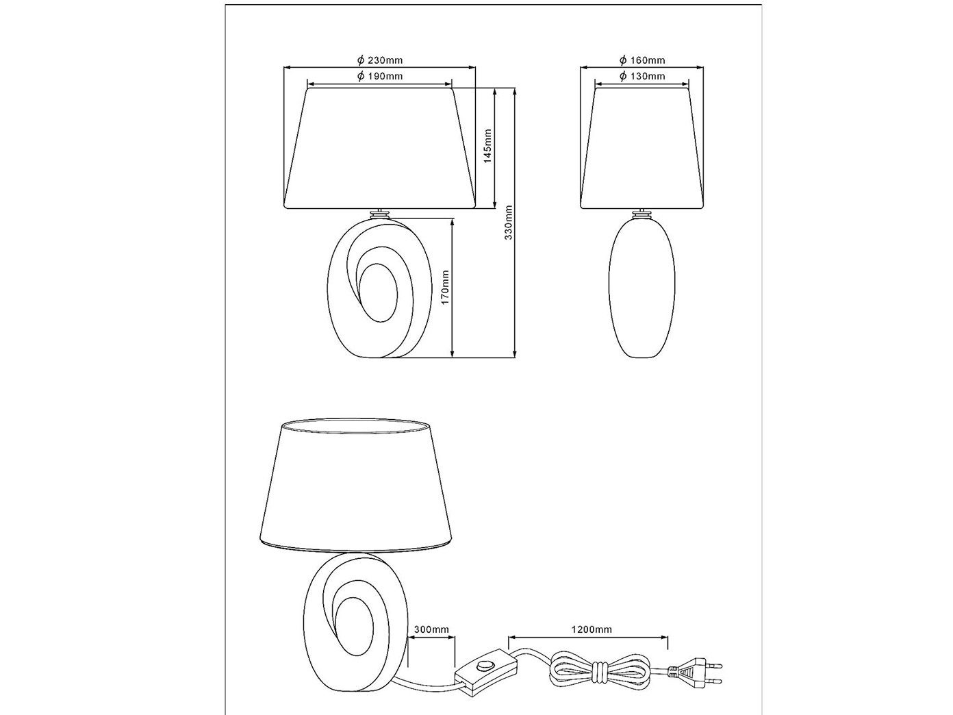 meineWunschleuchte LED Tischleuchte, LED wechselbar, Warmweiß, ausgefallen-e Design-er Lampe mit Stoff Lampenschirm Weiß Silber, 33cm