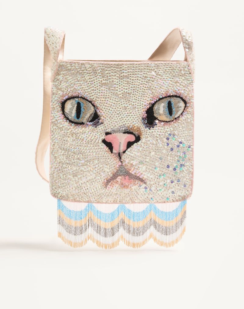 Valentino Garavani Le Chat De La Maison Broderet skuldertaske med frynser