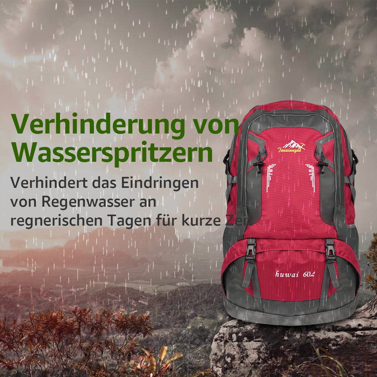7Magic Wanderrucksack 60L XXL Rucksack Trekkingrucksack Reiserucksack Outdoorrucksack, Outdoor Daypack mit Hüftgurt, für Wandern, Klettern, Reisen Sport