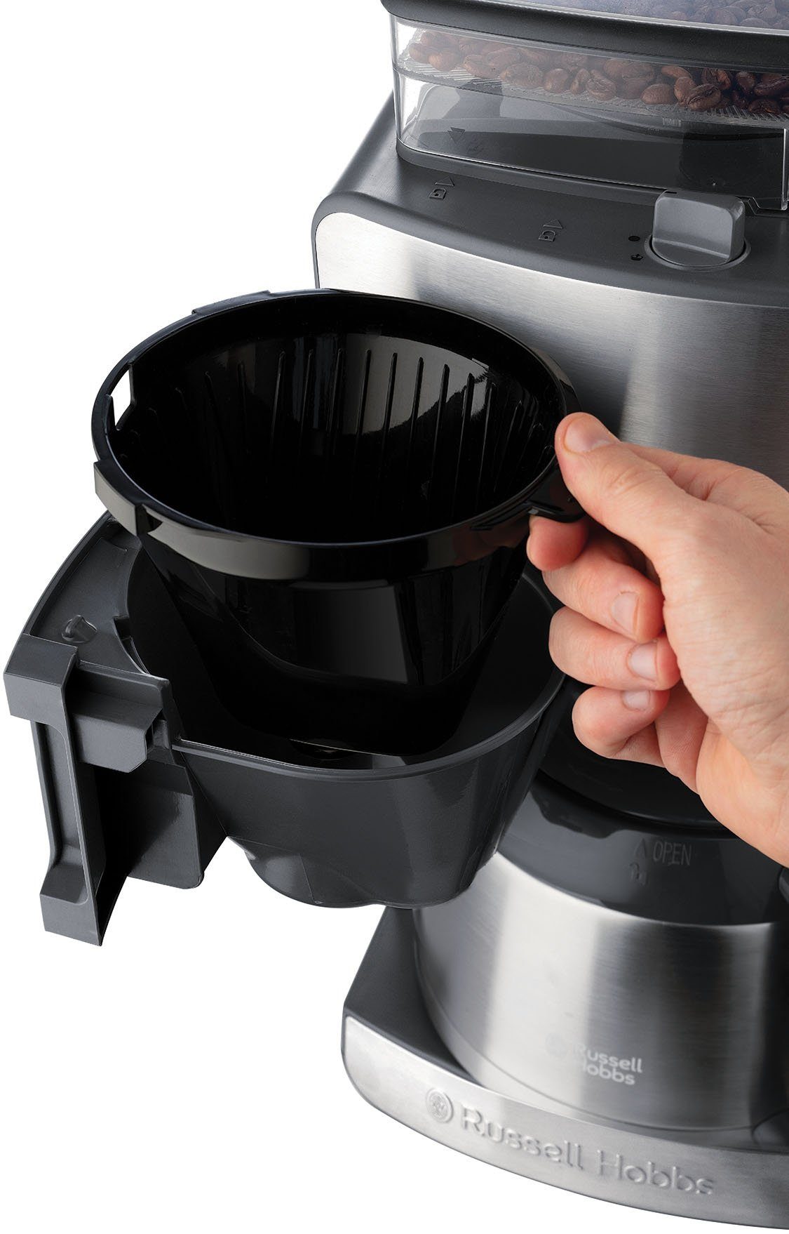 RUSSELL HOBBS Kaffeemaschine mit Mahlwerk Grind & Brew 25620-56, 1,25l Kaffeekanne, Papierfilter 1x4, mit Thermokanne