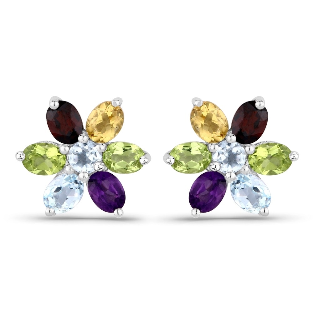 Rafaela Donata Boucles doreilles Fleur Argent sterling Citrine en Argent Bijoux
