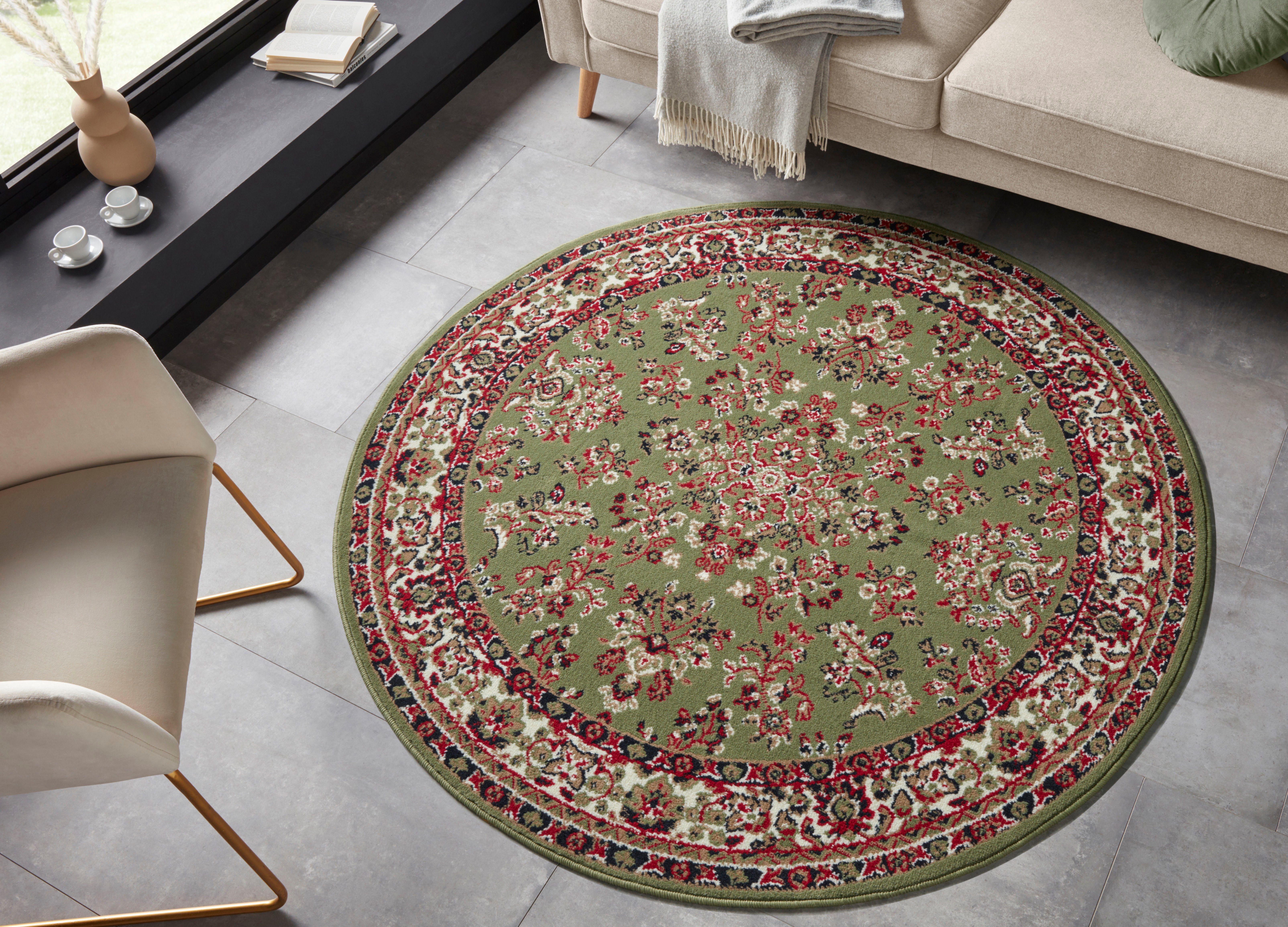 Teppich Halton, Home affaire, rund, Höhe: 8 mm, Kurzflor, Orient Optik, mit Bordüre, robust, pflegeleicht, gekettelt
