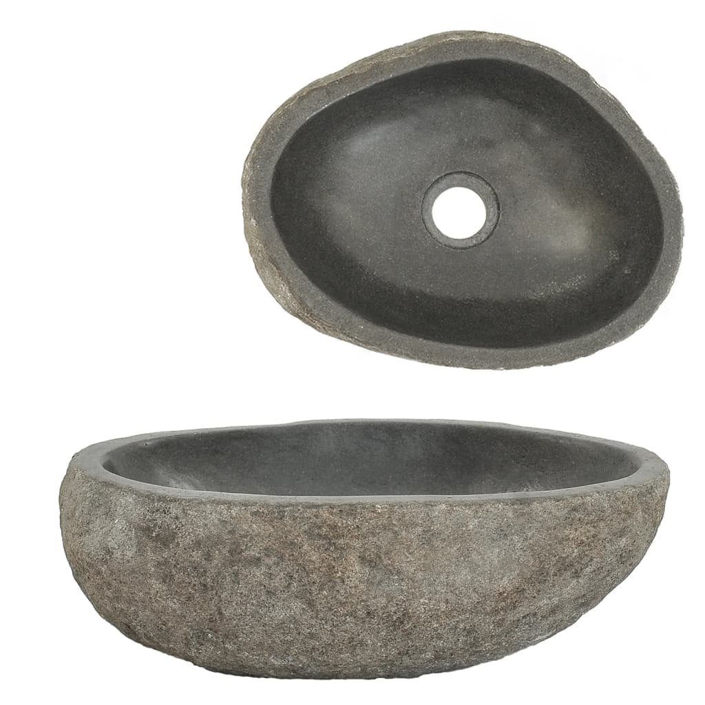 vidaXL Waschbecken Waschbecken Flussstein Oval 30 cm x 12 cm x 31 cm braun