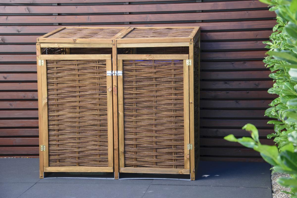 dobar Wetterfeste Doppel-Mülltonnen-Box aus Holz 240L