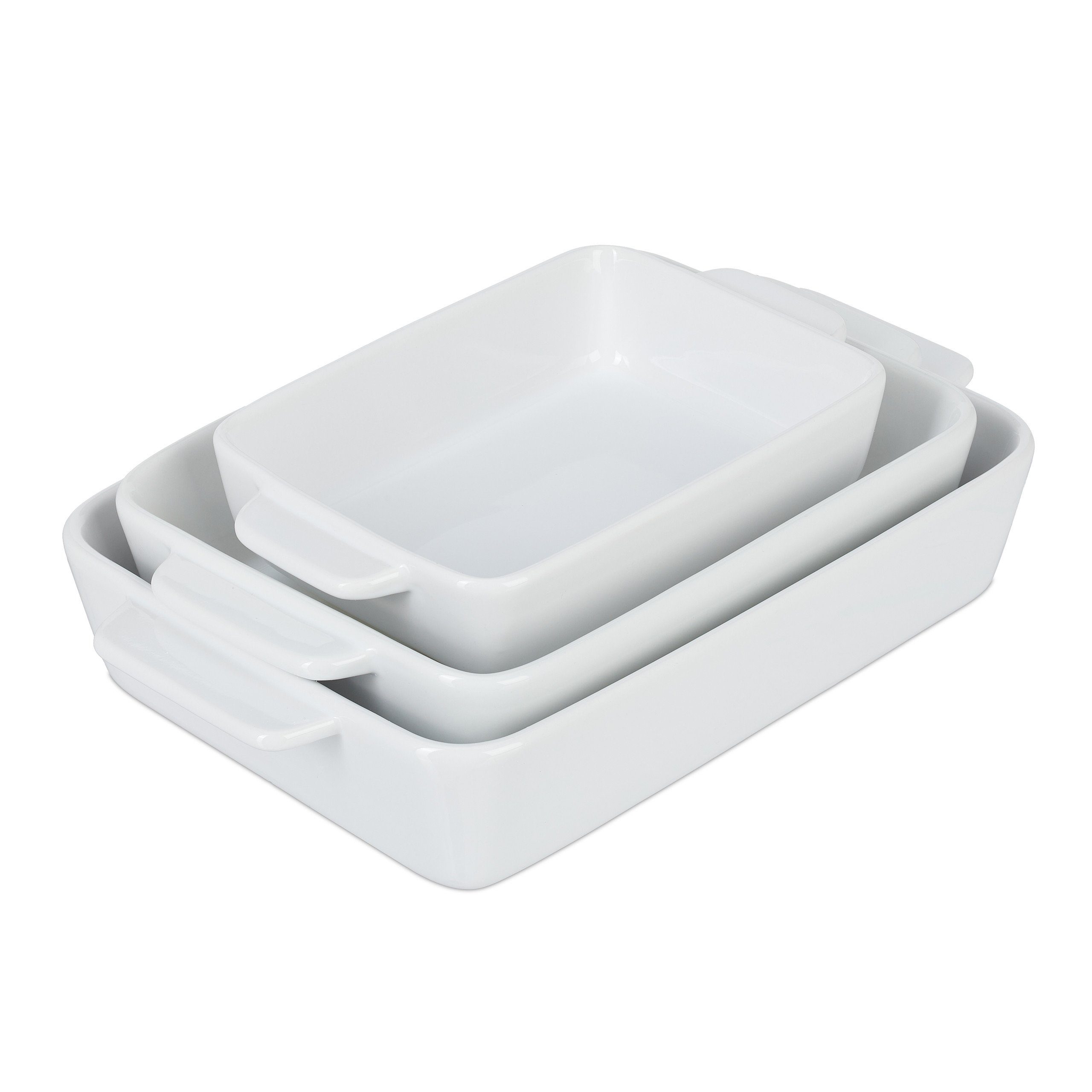 relaxdays Auflaufform Keramik Auflaufform 3er Set, Keramik