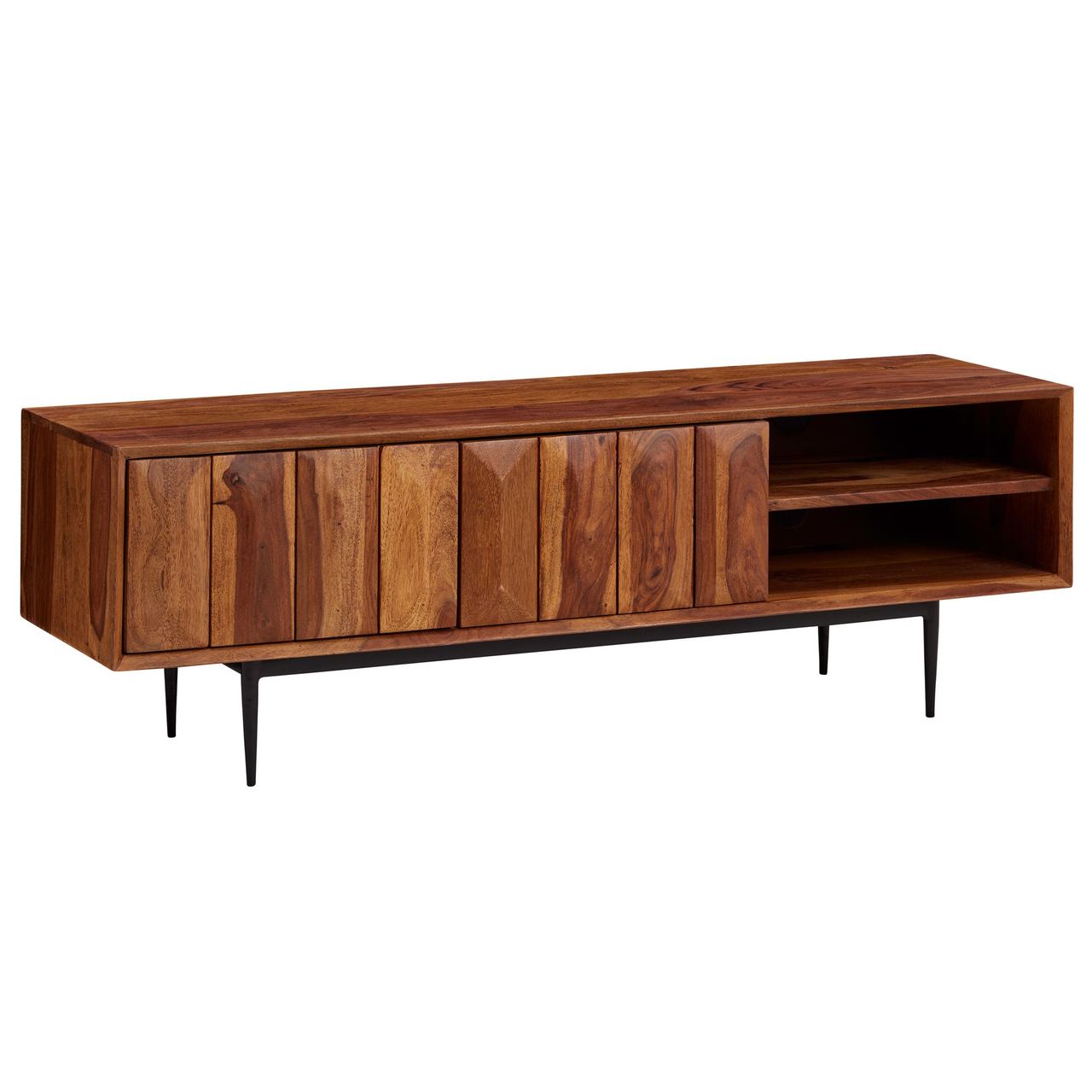 Skyport WOHNLING TV Schrank 123x42x35 cm Lowboard Holz Fernsehkommode Fernsehschrank