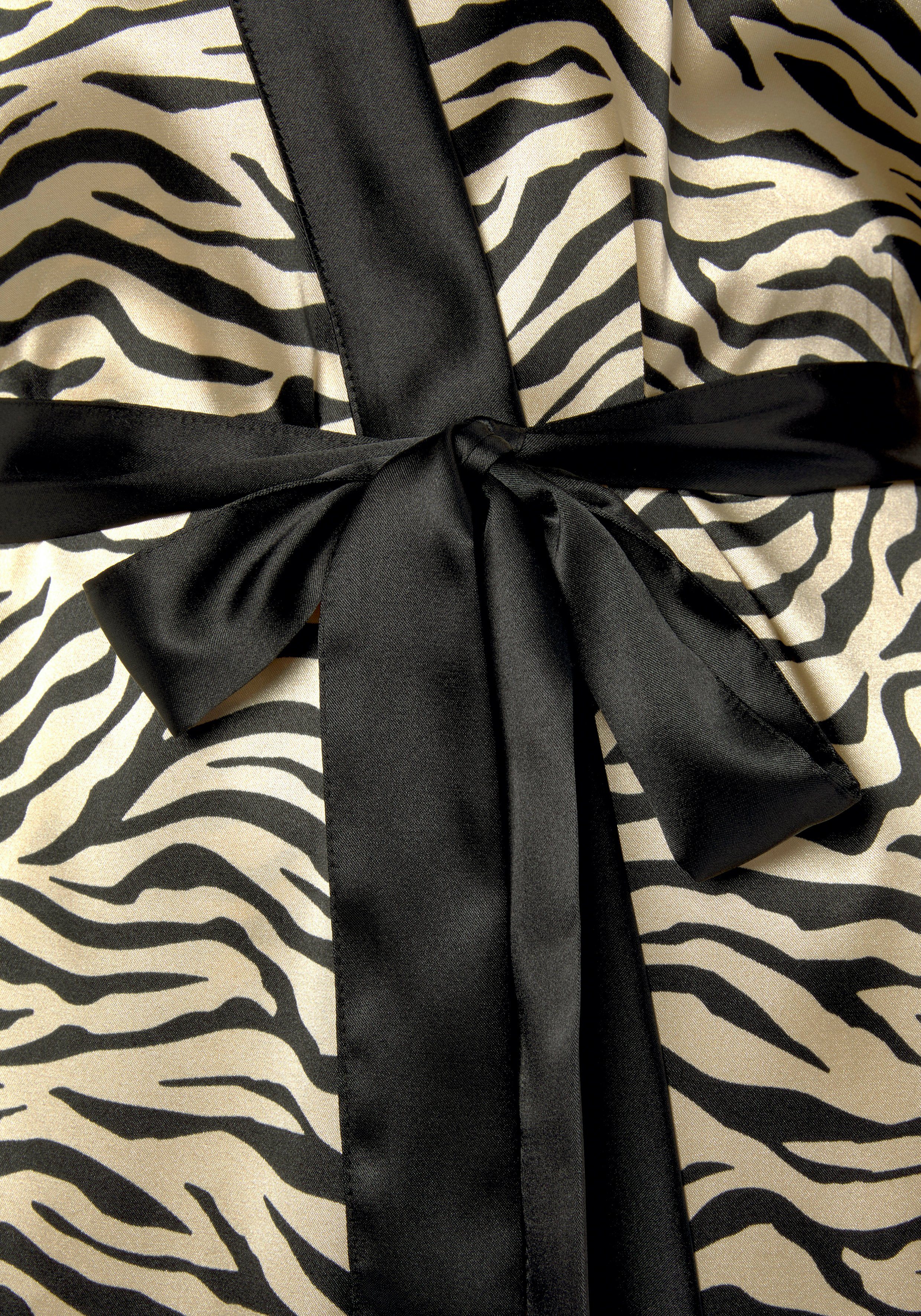 Buffalo Kimono, Kurzform, Satin, Kimono-Kragen, Gürtel, mit schönem Animal-Print