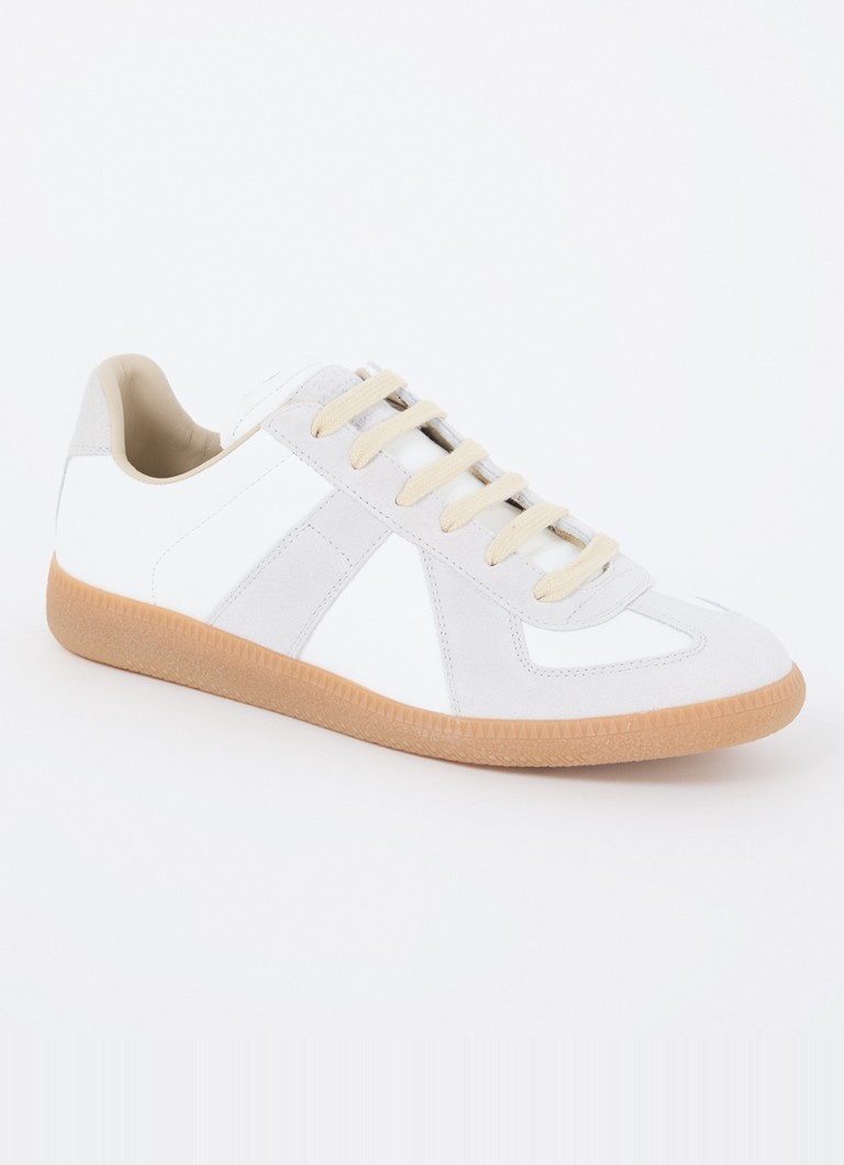 Zapatillas Maison Margiela Replică din piele cu șnur și detalii din piele verde pe față
